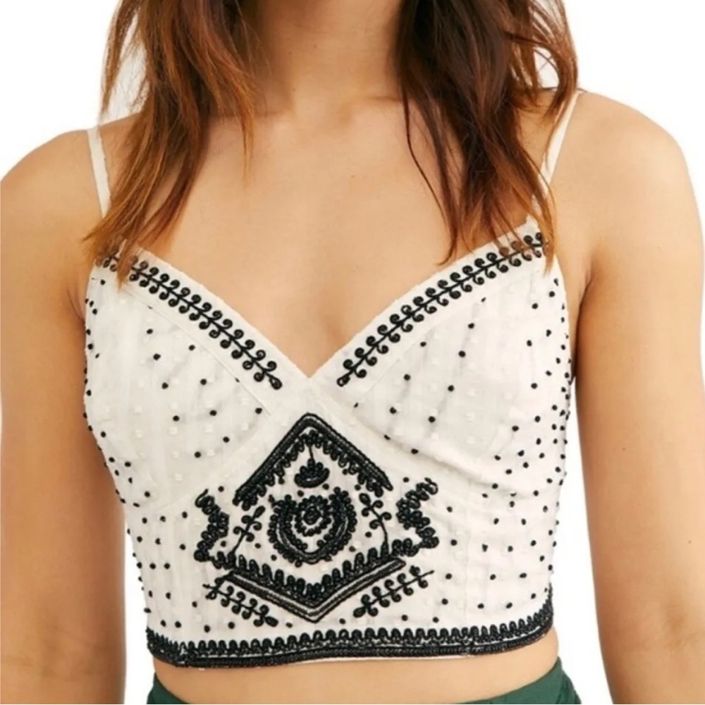 Free People Intimately Odette Two-Tone Beaded Black & White Brami